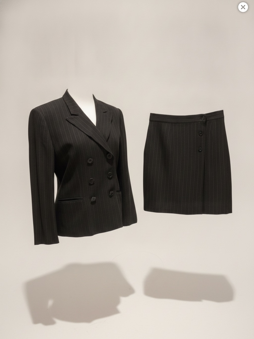 Ralph Lauren Black Pinstripe Blazer and Skirt with Navy Label